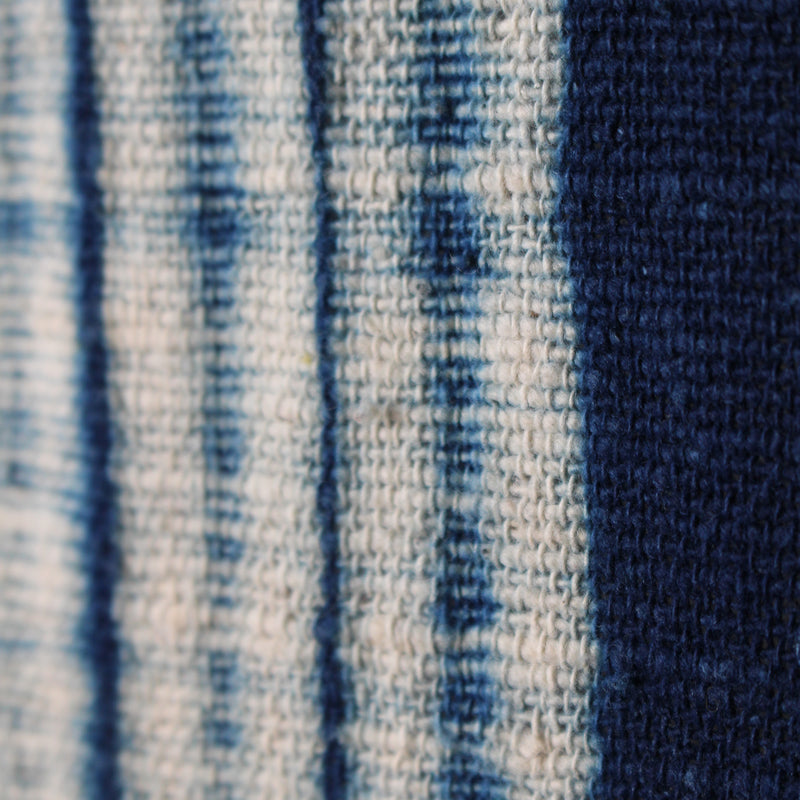 Natural indigo and shibori Japanese Noren, lines pattern