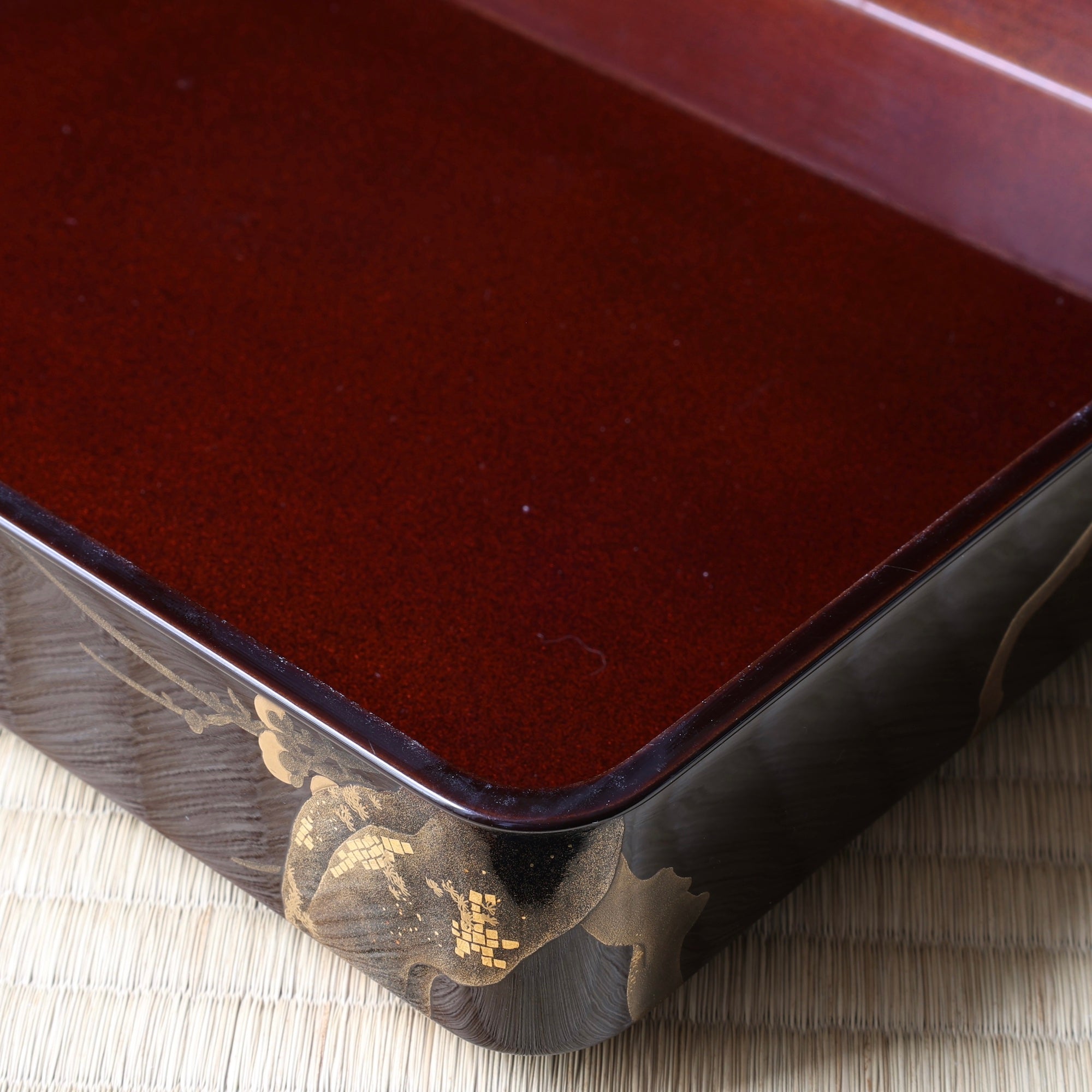Imperial urushi lacquer, gold and mother-of-pearl suzuribako (Japanese writing box), with ume (plum blossom) decoration