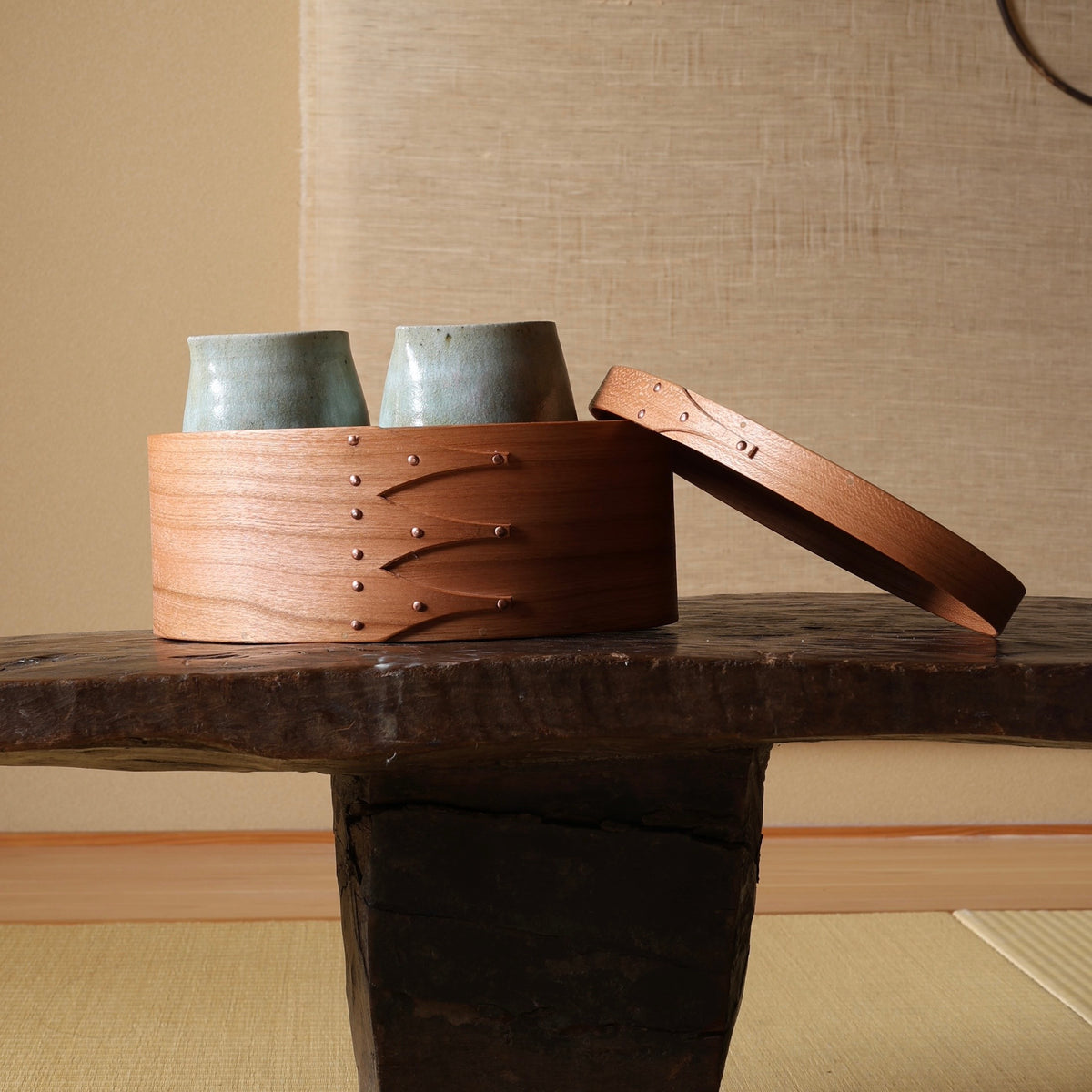 Boîte japonaise en bois de cerisier de l'atelier Unoh