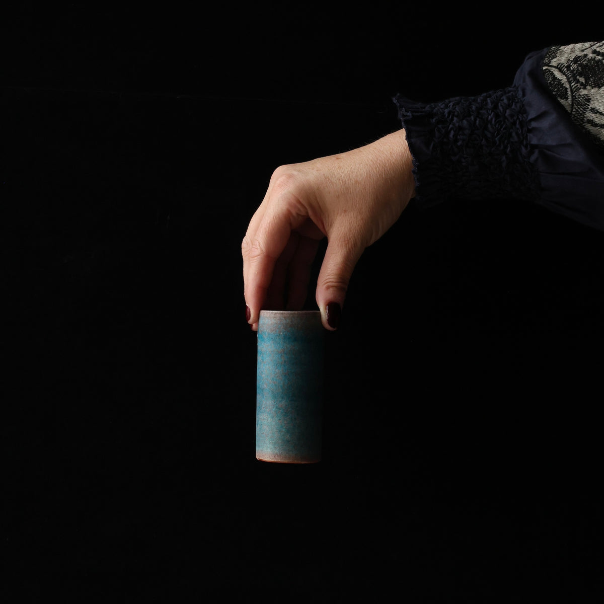Ceramic cup or vase with copper glaze from the Tokinoha studio