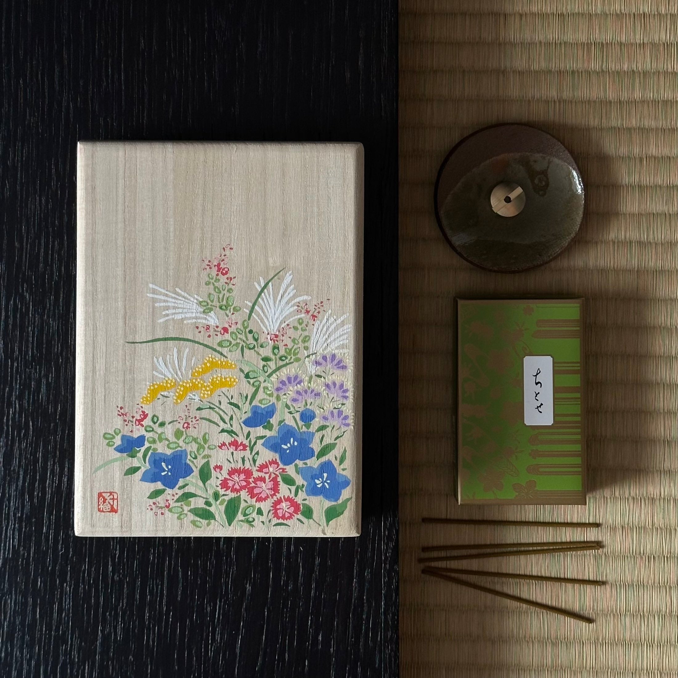 Japanese Incense Gift Set, with hand-painted paulownia wood box