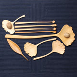 Pair of Korean ginkgo-leaf-shaped serving spoon by Sung Woo Choi