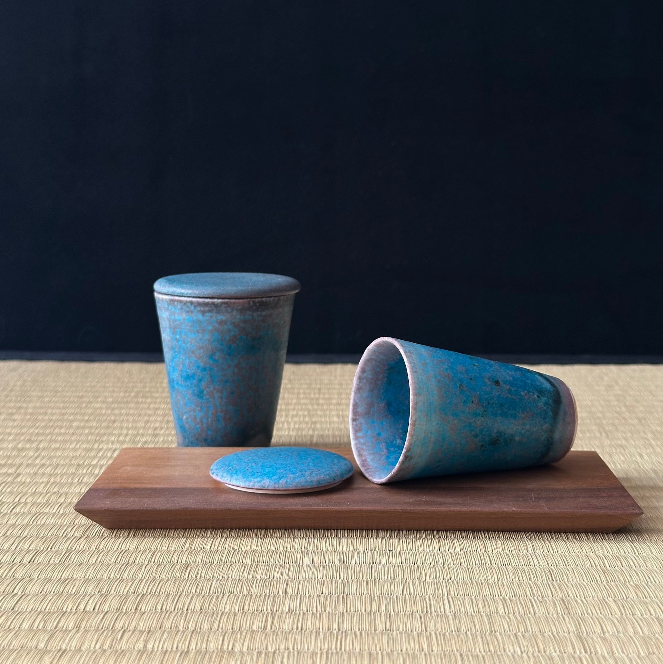 Petit bol chawanmushi en céramique et glaçure cuivre de l'atelier Tokinoha