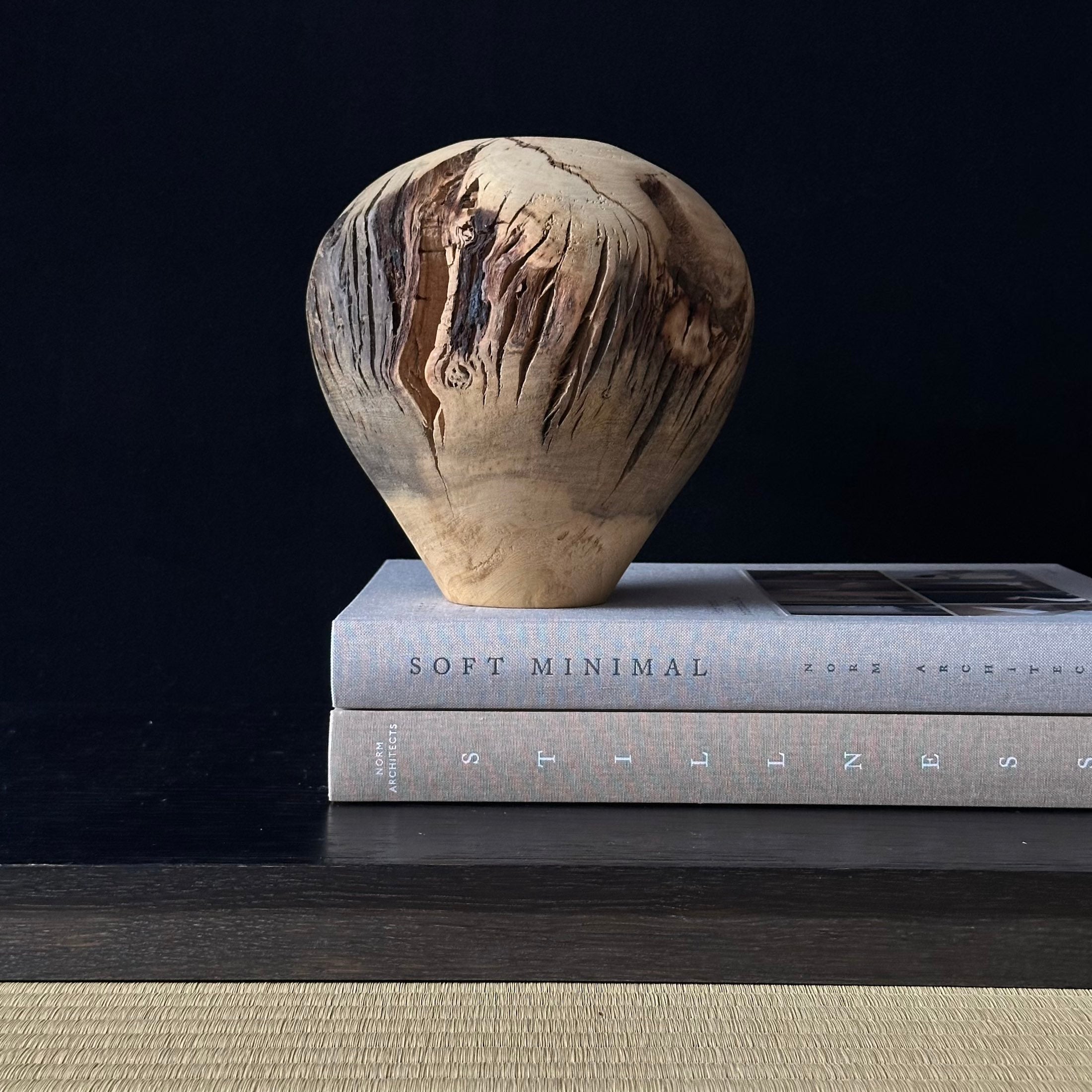 Vase en ichijiku (bois de figuier japonais) de Masahito Ikeda