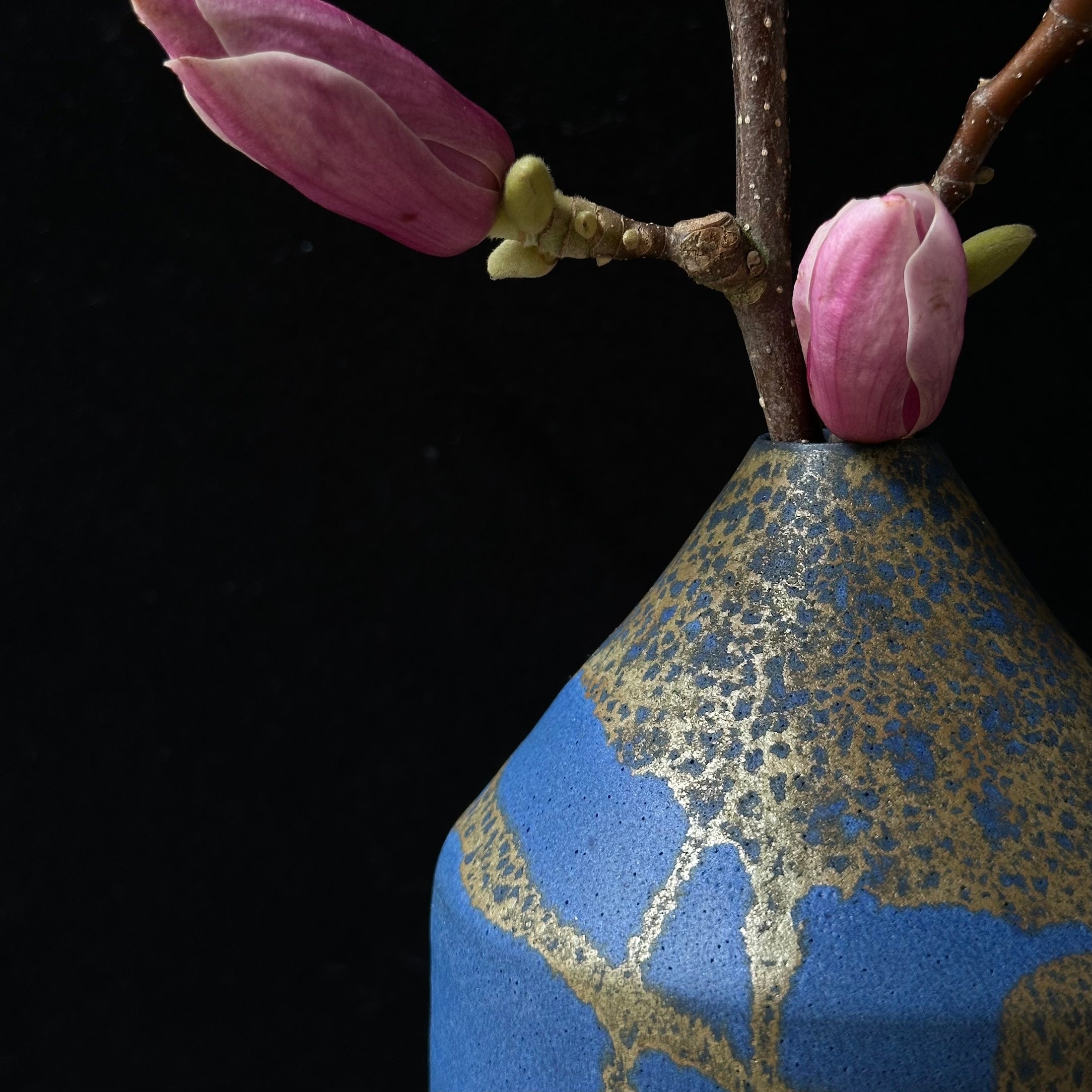 Indigo blue vase by Hiroaki Morino