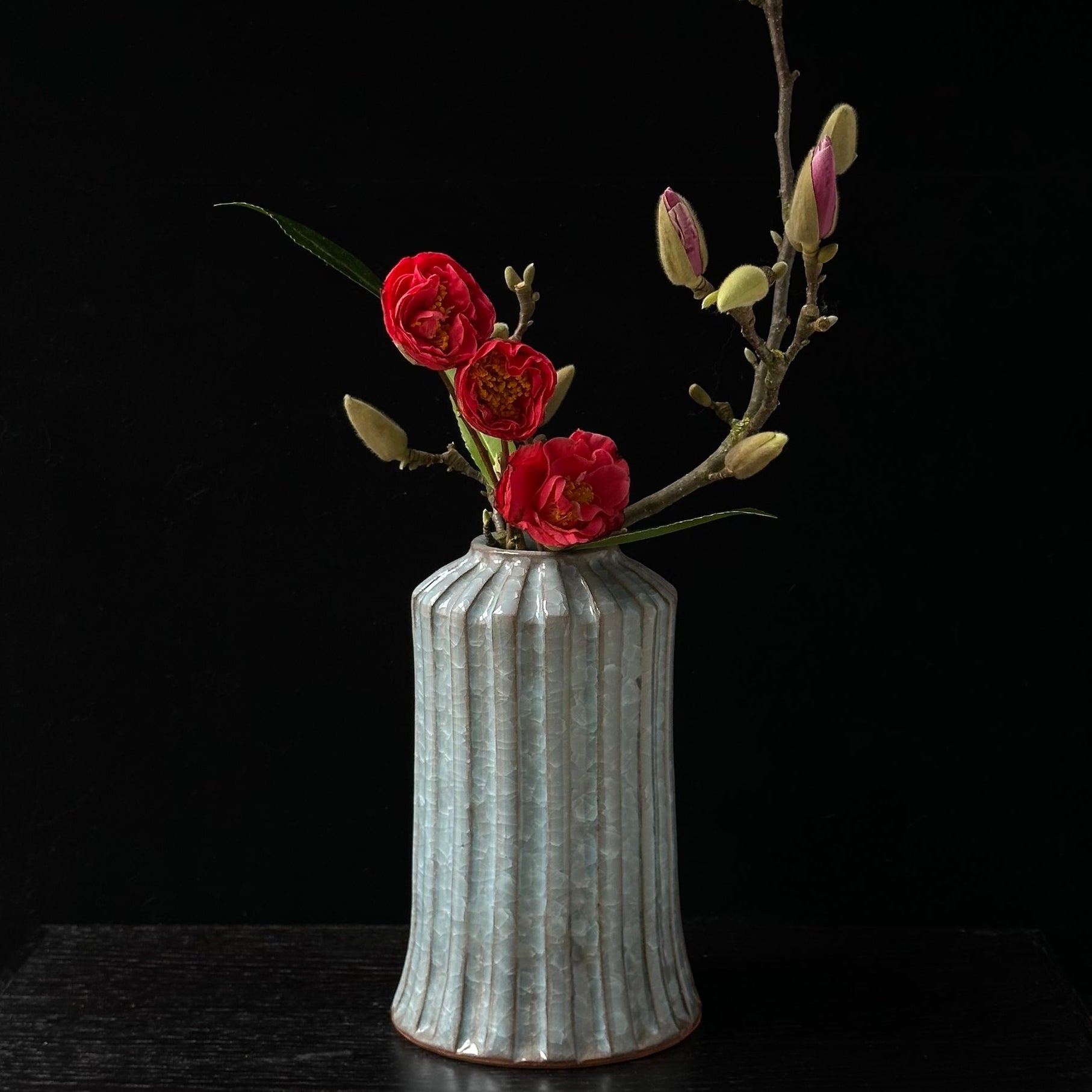 Vase en céramique hyoka mon (décor de glace) de Hideo Miyaoka