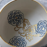 White Porcelain, Blue Peonies and Gold Butterfly Bowl by Park Sun-Young