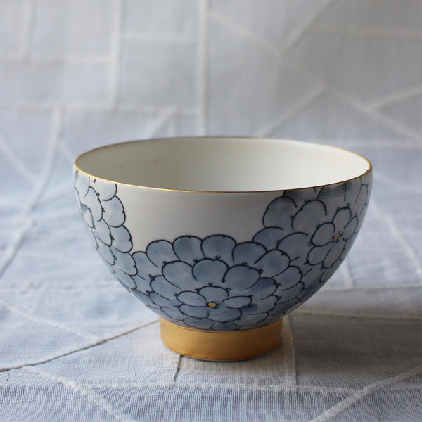 White Porcelain and Blue Peonies Bowl by Park Sun-Young