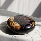 Small black urushi lacquer and maki-e box, cho ni fuji (butterfly and wisteria) motif