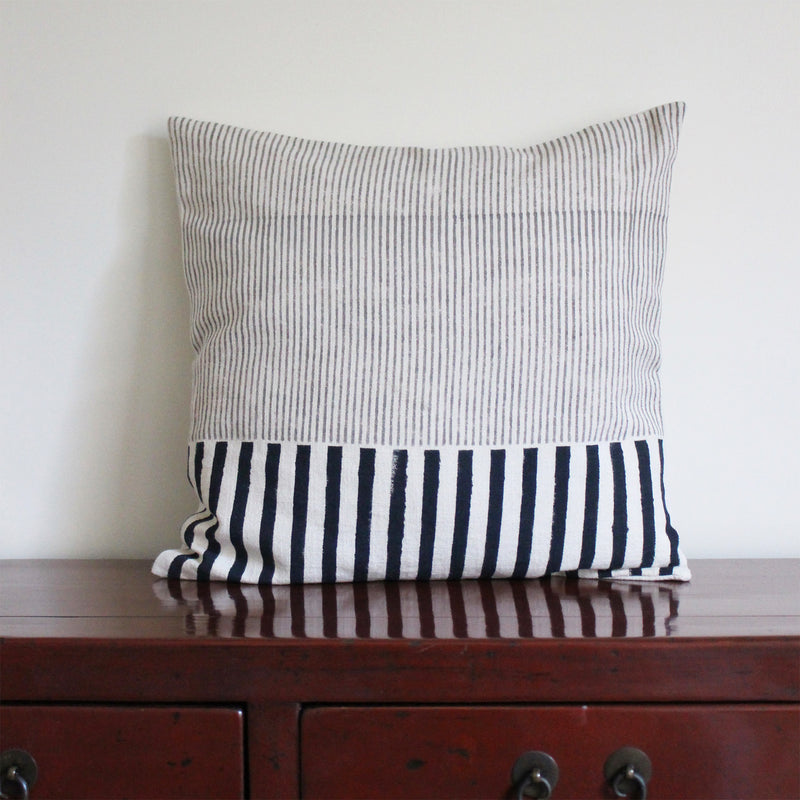 CUSHION COVER 45x45cm BLACK/GREY