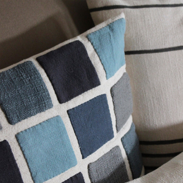 CUSHION COVER 45x45cm BLUE PATCHWORK
