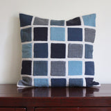 HOUSSE DE COUSSIN 45x45cm PATCHWORK BLEU