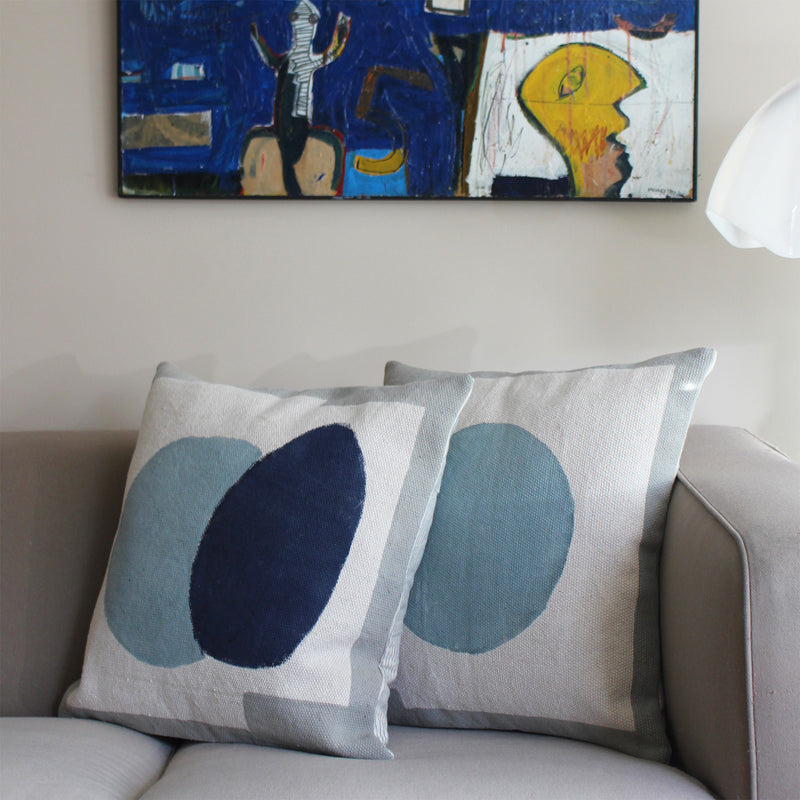 CUSHION COVER 50x50cm BLUE, NAVY AND GREY