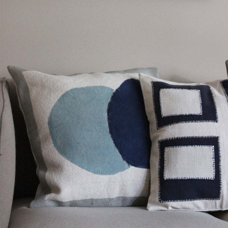 CUSHION COVER 50x50cm BLUE, NAVY AND GREY