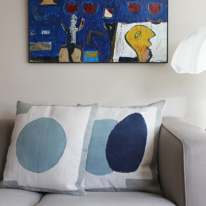 HOUSSE DE COUSSIN 50x50cm BLEU ET GRIS