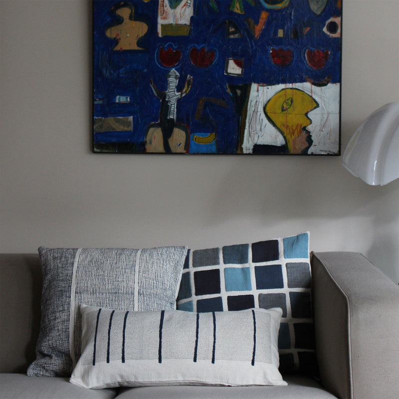 HOUSSE DE COUSSIN 45x45cm PATCHWORK BLEU