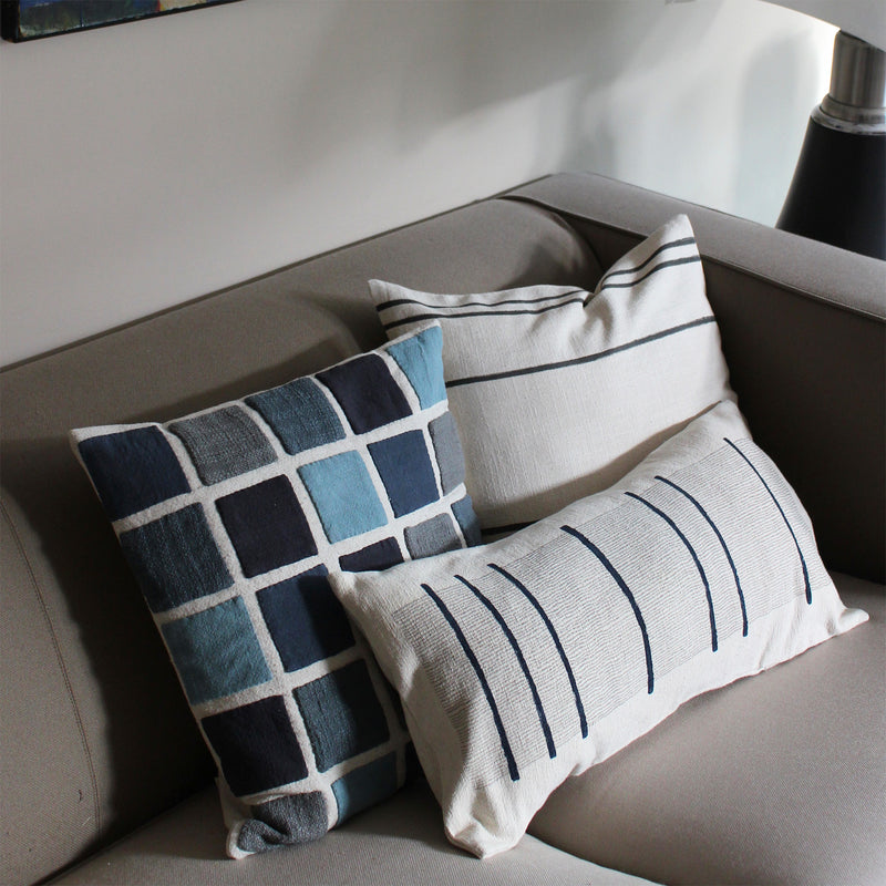 HOUSSE DE COUSSIN 45x45cm PATCHWORK BLEU