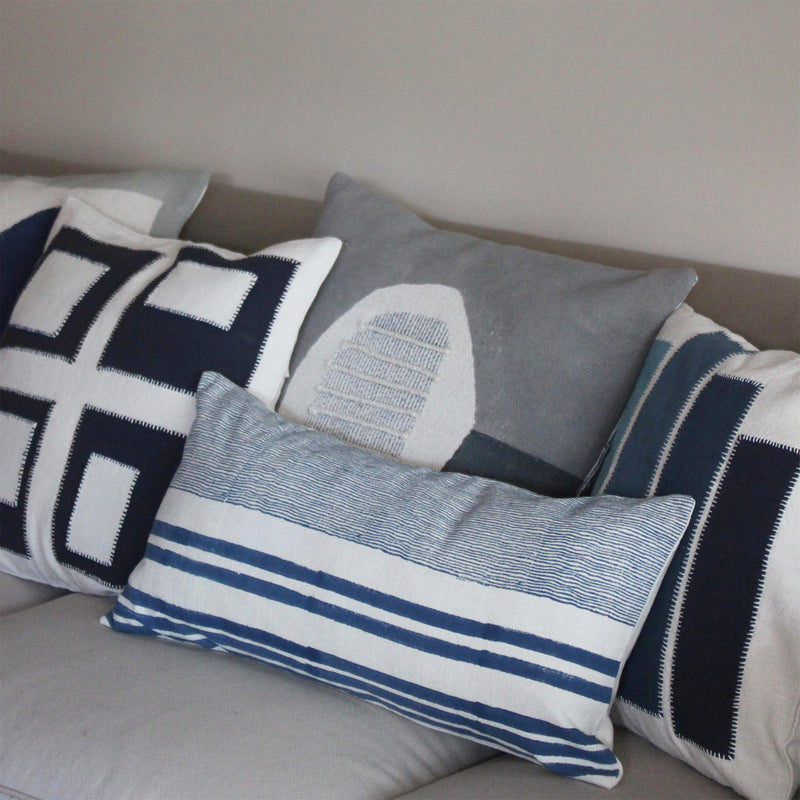 CUSHION COVER 30x60cm BLUE LINES