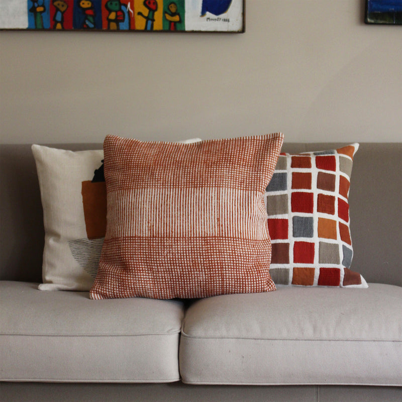 HOUSSE DE COUSSIN 45x45cm LIGNES ROUGES