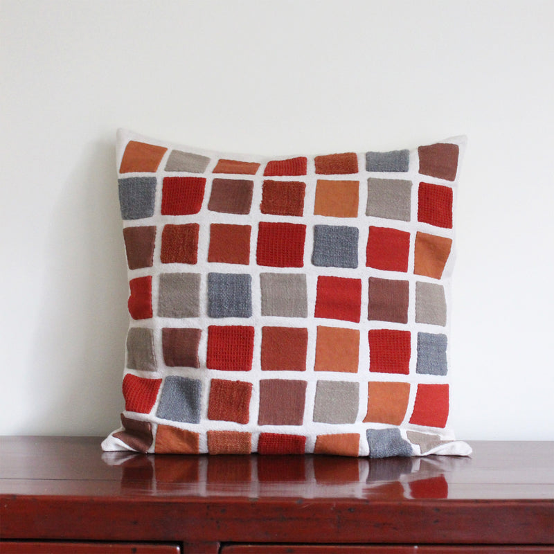 CUSHION COVER 45x45CM RED PATCHWORK