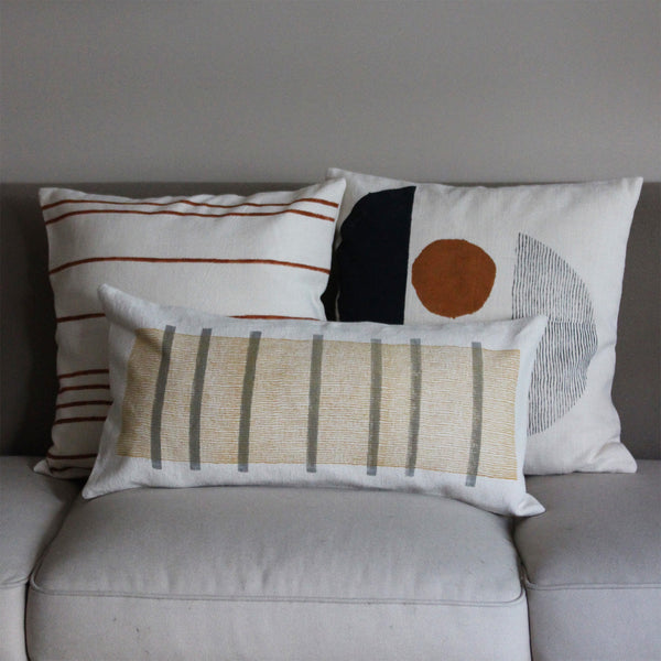 CUSHION COVER 30x60cm GREY AND ORANGE LINES