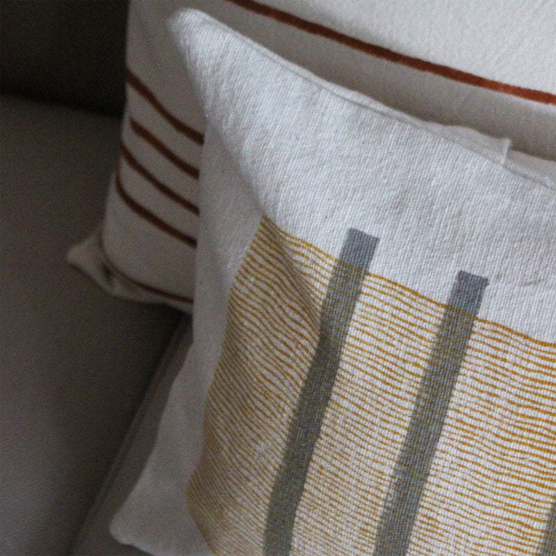 CUSHION COVER 30x60cm GREY AND ORANGE LINES