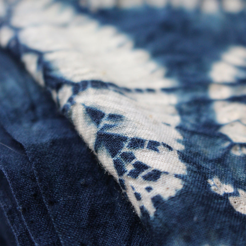 Japanese Tablecloth 207x150cm Natural Indigo Dye and Shibori Technique